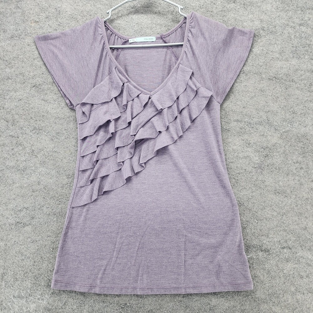 Maurices Shirt Womens Medium Short Sleeve V Neck Purple